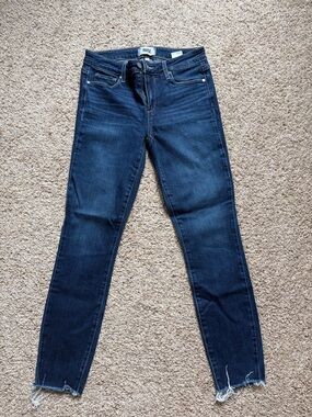 PAIGE Indigo Skinny Jeans with Frayed Hem
